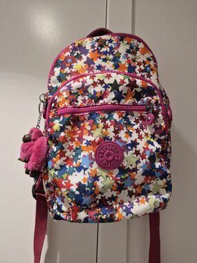 Kipling Seoul S (Small) Backpack in "Kaleidoscope Block" (Poppy Stars)